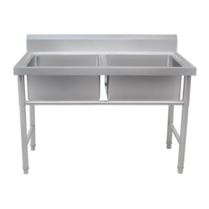Mesada 1,20m Doble Pileton En Acero Inox